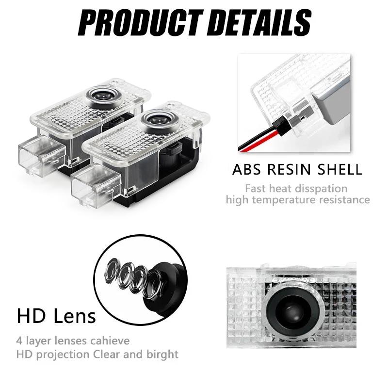 2Pcs LED Car Door Welcome Light HD Projector Lamp Accessories For Honda Civic Fit Jazz Accord City Vezel CR-V S660 Odyssey HR-V