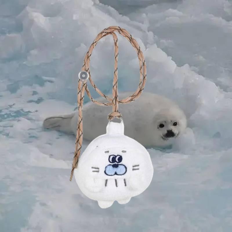 Cute Pudding Little Seal Plush Neck Hanging Earphone Case Coin Purse Cartoon Girlfriends Mini Bag Sweet