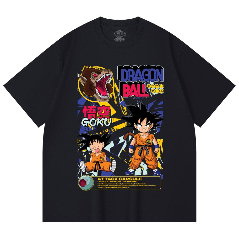 230 Gsm 100% Cotton Dragon Ball V40 Goku Capsule Print Unisex Heavy Cotton T Shirt