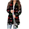 Women's Christmas Print Irregular Long Sleeve Cardigan With Pocket Jacket