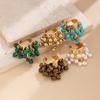 KunJoe Anneau Ouvert en Perles de Pierre Naturelle Colorées Bohémiennes pour Femmes Bague Large Épaisse à Imitation de Perle Accessoires Y2K