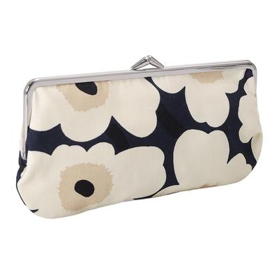 Marimekko Mini Unikko Silmälasikukkaro Pouch, Cosmetic Pouch, Small Item Holder, Clasp Closure, Cotton, 74529 518, Midnight Blue [Used]