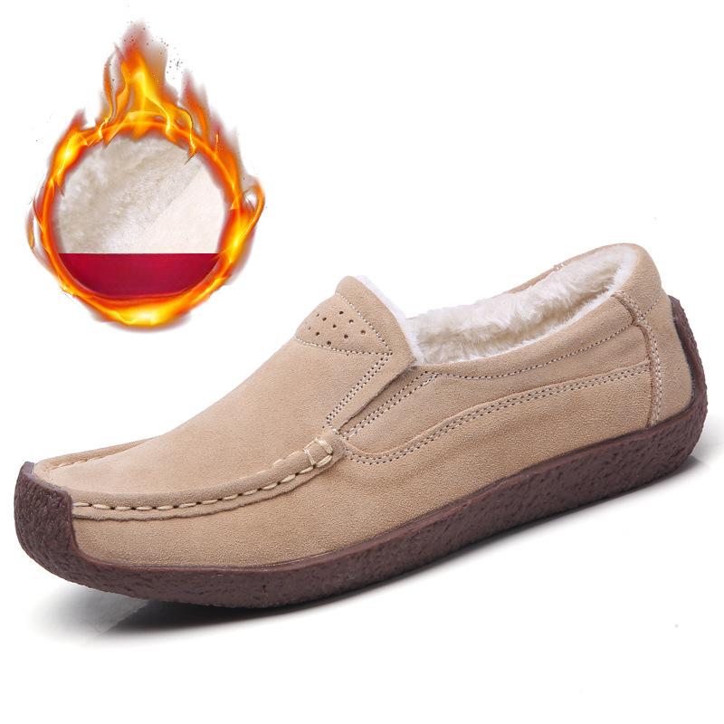 Slip-on Women Genuine Leather Loafers Casual Walking Shoes Elastic Ladies Working Driving Shoes Mother Shoes