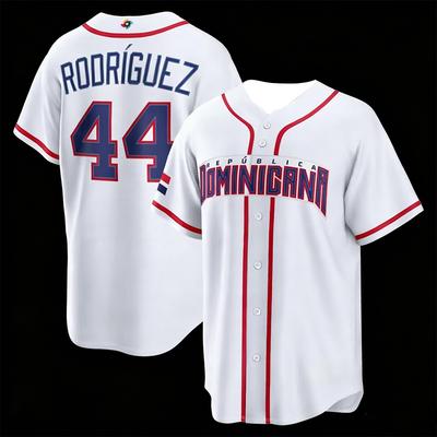 Dominikanische Nationalmannschaft Baseballtrikot Atmungsaktiv Schnelltrocknend Digitaldruck Trendiger Streetstyle Lässiges Trikot für Fans