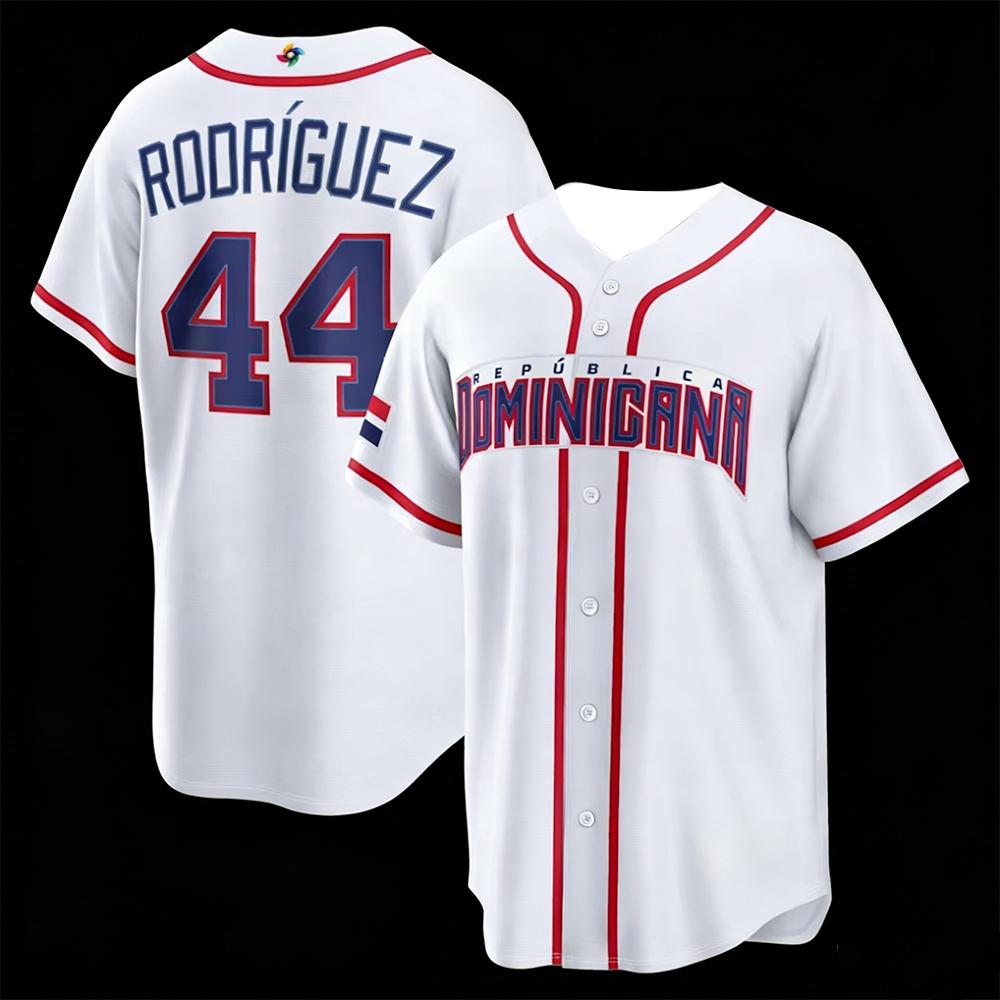Dominican National Team Baseball Jersey Breathable Quick-Drying Digital Print Trendy Street Style Casual Jersey for Fans L
