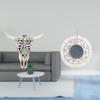 Tribal Bull Head Wall Hanging Art with Boho Mirror Decor for Office Farmhouse Bedroom Living Room