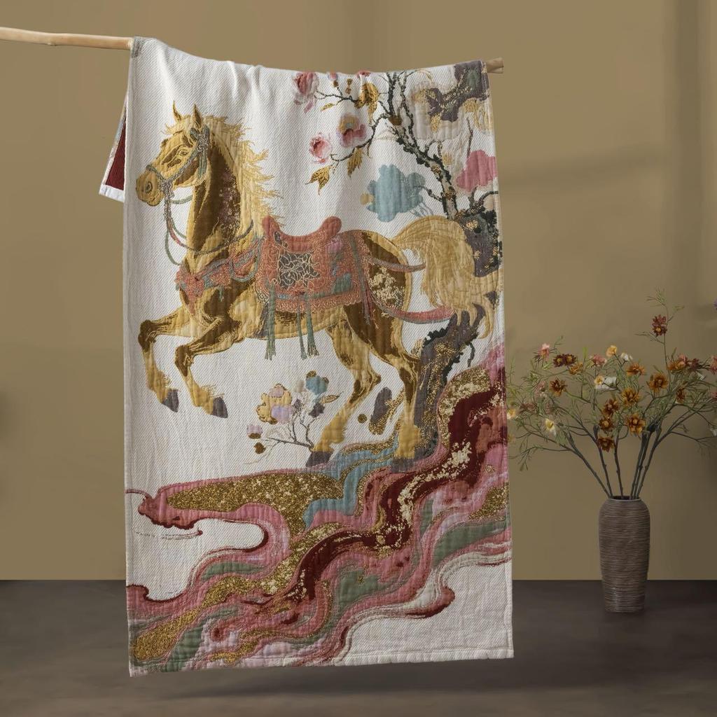New Soft Ethnic Style Sun God Cotton Bath Towel - Skin-friendly & Absorbent