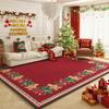 Christmas Gingerbread Man Area Rug Red Base Holly Border Soft Non Slip Washable Carpet for Living Room Holiday Decor