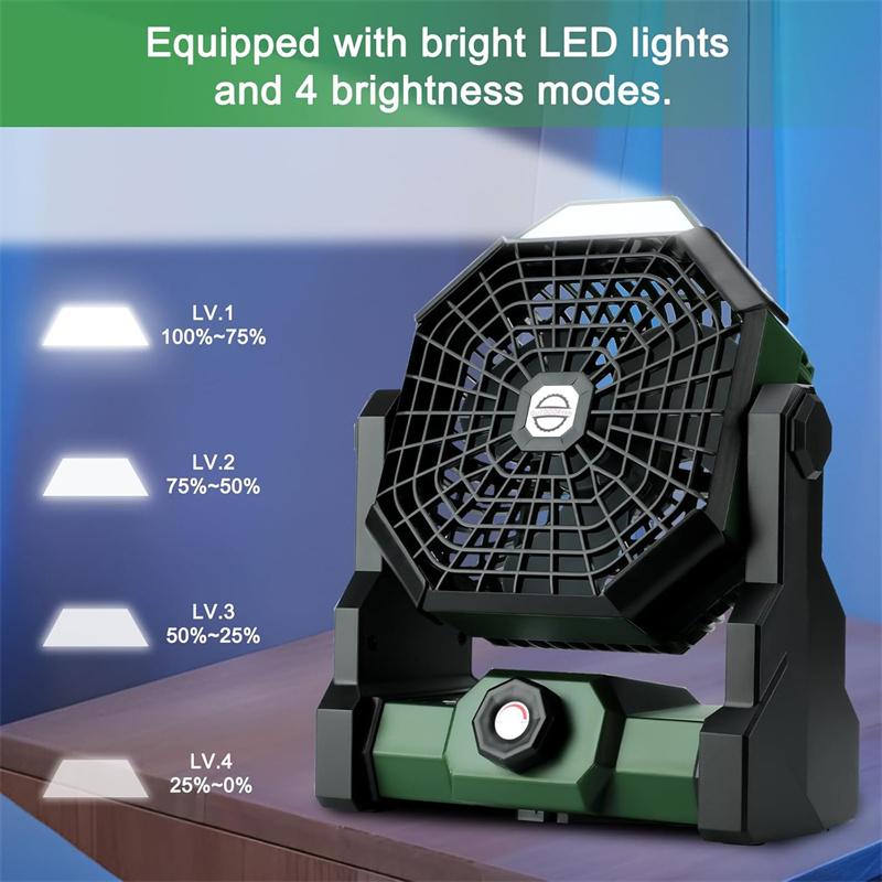 Portable Fan Rechargeable, Cordless Battery Powered Fan with LED Lantern, Outdoor Table Fan,USB Battery Operated Fans for Travel