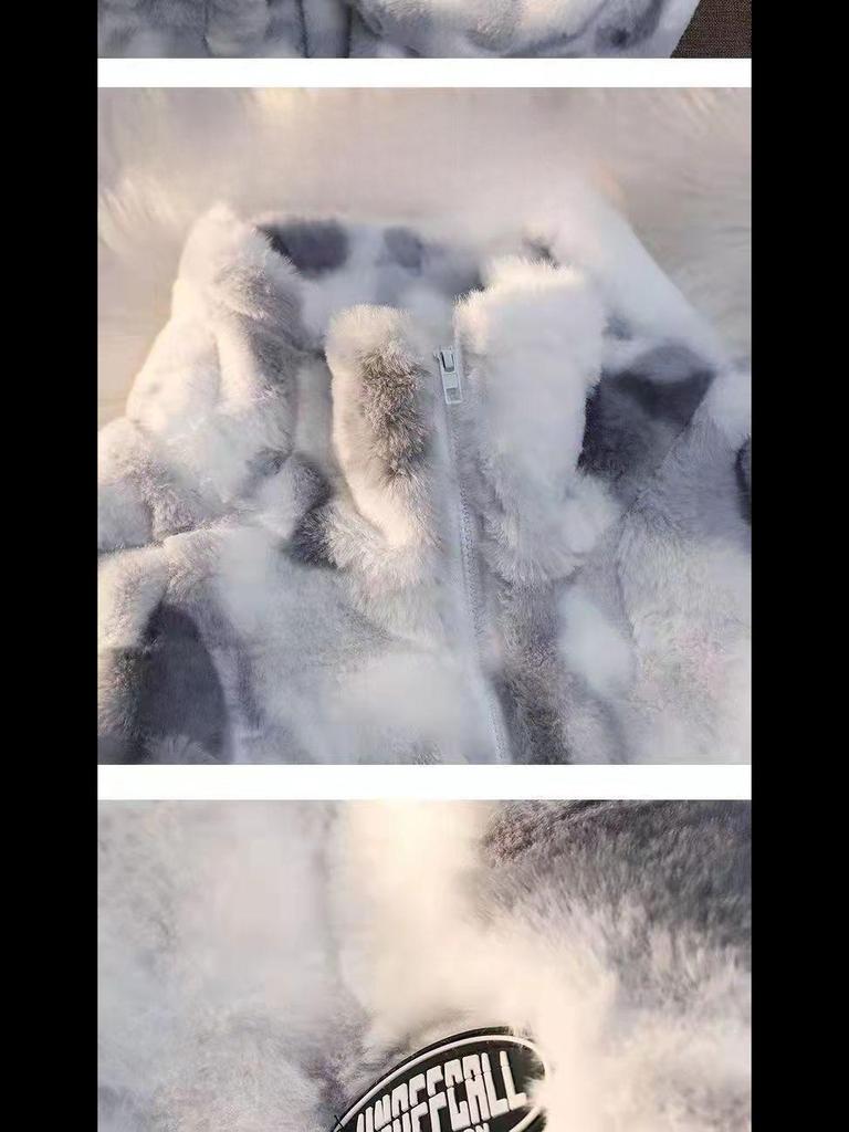 Women's Tie-dyed Lambskin Coat - Large Size, Winter 2022 Trend, Loose Fit