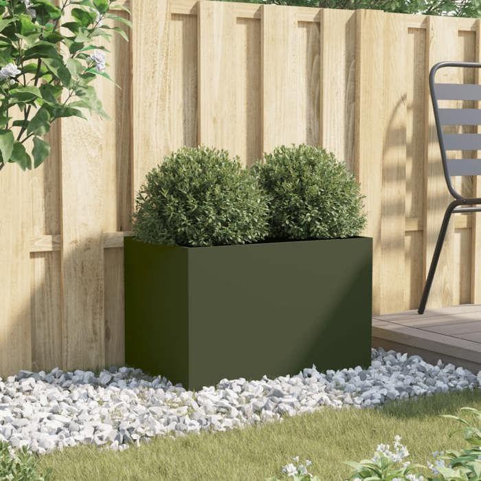 VidaXL Planter, Flower Box, Plant Pot, Flower Box, Raised Garden Planter for Patio Terrace, Olive Green 841598