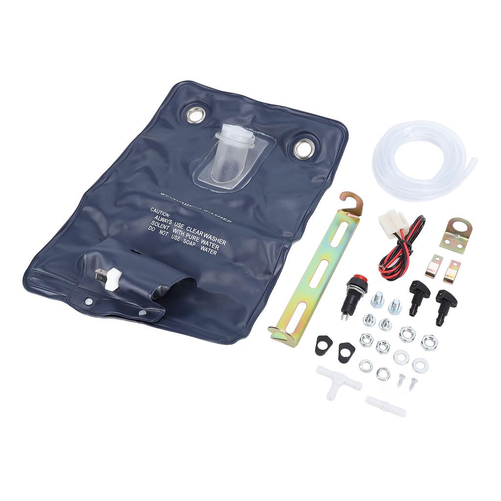 12V Universal Windshield Washer Pump Bag Kit 1L Efficient Cleaning Jet Button Switch 151286776374