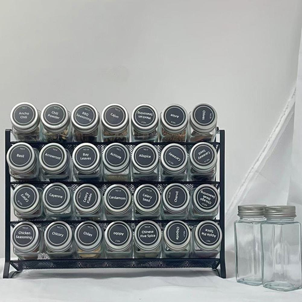 4 Tier Kitchen Organizer Spice Rack Wall Mounted Cupboard Storage Shelf Carbon Steel Non-Slip Spice Jars Pantry Organizer Stand