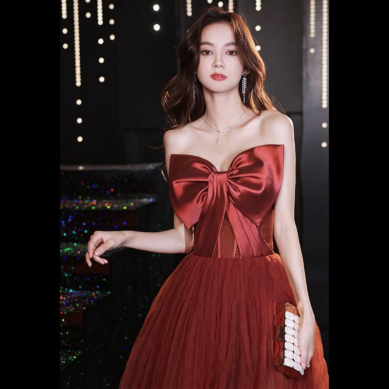 Tube top toast bride 1011 new wedding burgundy design sense on the run princess evening dress dress woman