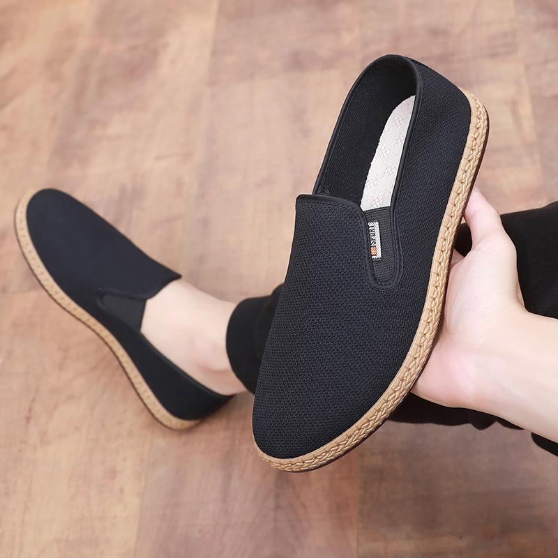 Nové pánské jednoduché prodyšné boty lehké ležérní boty měkká podrážka protiskluzové měkké pohodlné nazouvací líné boty