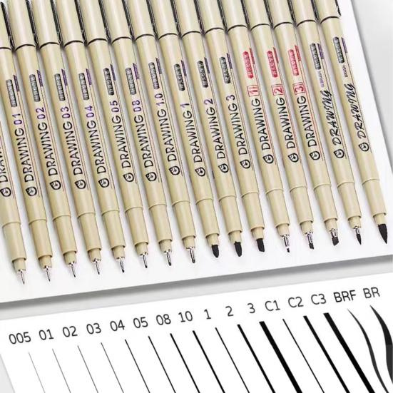 Juego de 12 rotuladores de dibujo de micropunta fina, resistentes al agua, tinta pigmentada, punta de nailon suave, a prueba de manchas.