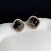 Retro Black Zircon Square Earrings For Women