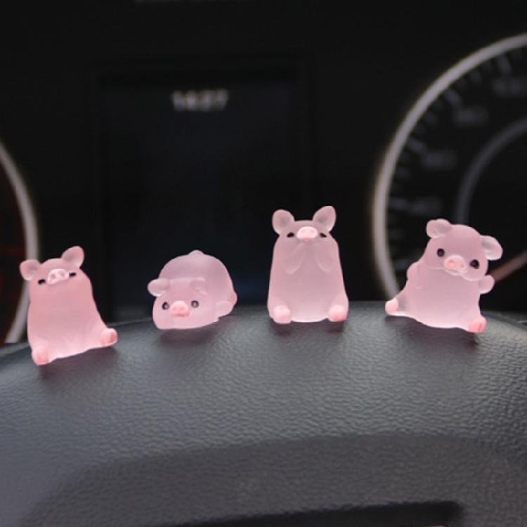 Lovely Car Center Console Ornaments Office Car Interior Accessories Creative Pigs Doll Animal Statue Car Supplies
