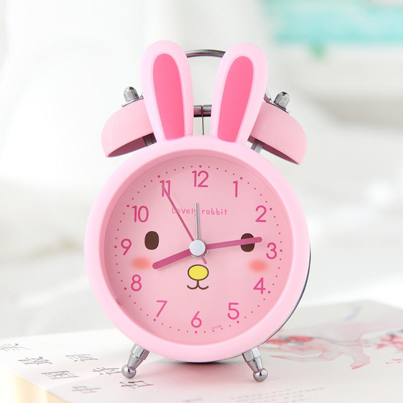 Ringtone Sounds Loudly Children's Bedside Luminous and Silently Cartoon Frosted Rabbit Ringing Alarm Clock When Walking on The Bedside