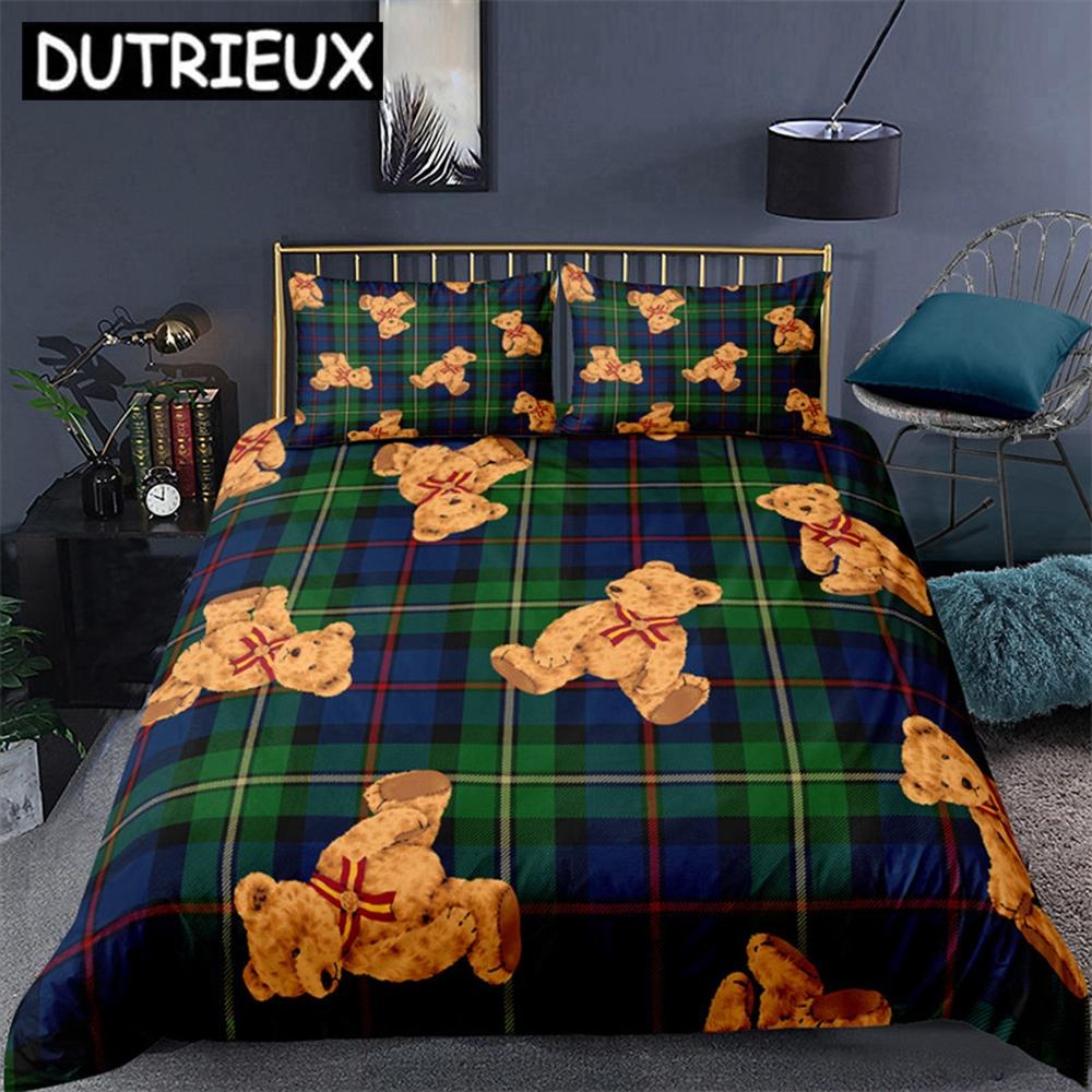 

Comforter Simple Teddy Bear Pattern Bedding Set - Ideal For Children & Adults Bedroom Decoration Comforter (quilt)-EU Single(135*200cm)3pcs