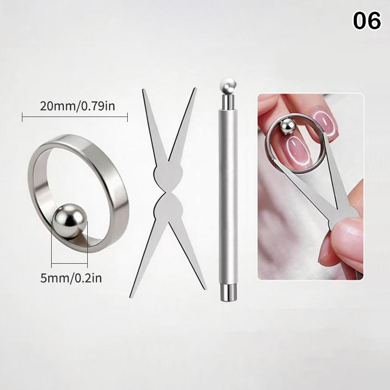 Circular Cat Eye Nail Magnet Strong Nail Art Magnetic Gel Polish With Guide Tool Diy Magnetic Nail Helper Manicure Design