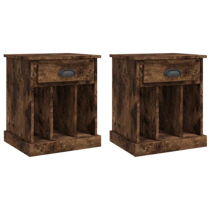 VidaXL Bedside Tables 2 Pcs Smoked Oak 43x36x50 Cm 816355
