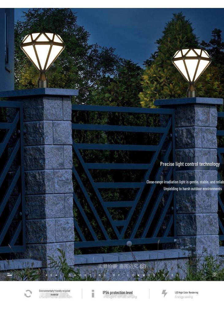 Super Bright LED Diamond Post Cap Light - Waterproof Outdoor Garden & Courtyard Lamp