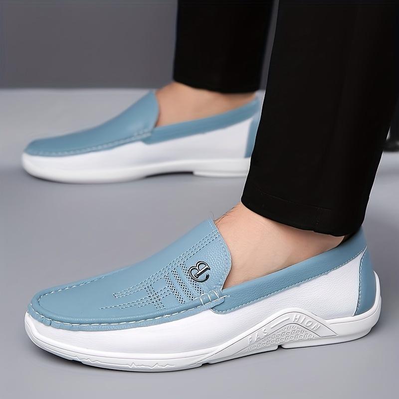 [Colour Block Slip on Loafer] Comfy Men's Colour Block Slip on Loafer Shoes - Non Slip Casual Rubber Sole Durable Walking Shoes
