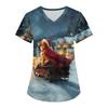 Women's Printing Uniform Work Uniform V-neck Pockets Basic Short Sleeve Pullover Top
