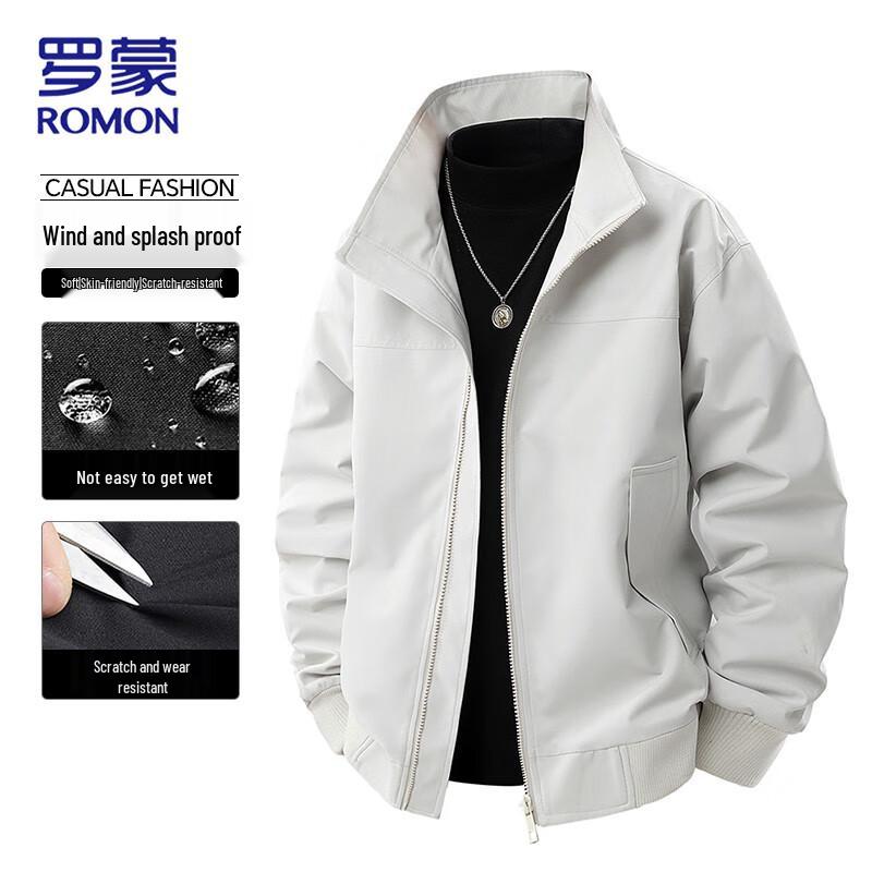 ROMON Men's Business Casual Stand Collar Work Jacket