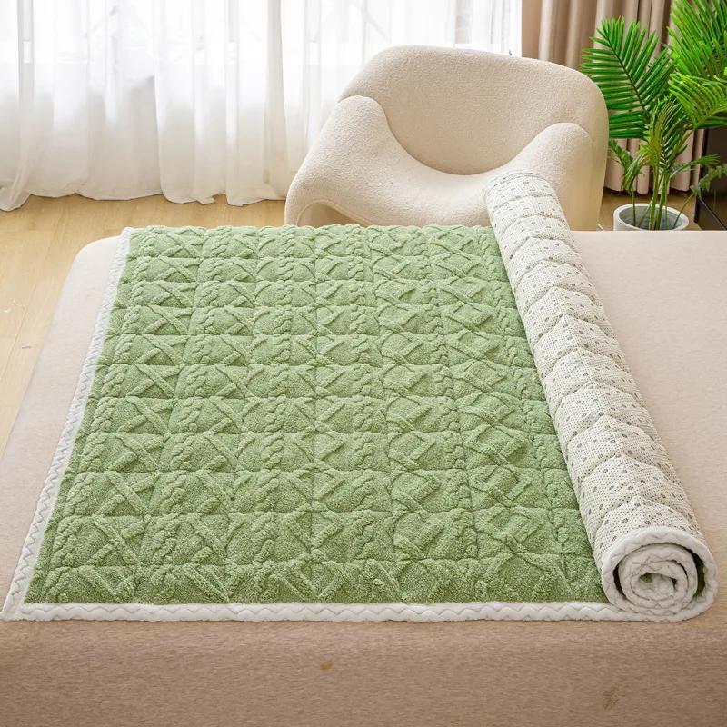 Thick Mattress Topper Pad Fleece Bedspread Soft Non-Slip Thin Tatami Mat Home Dormitory Bedsheet Mattress Cover Winter Warm