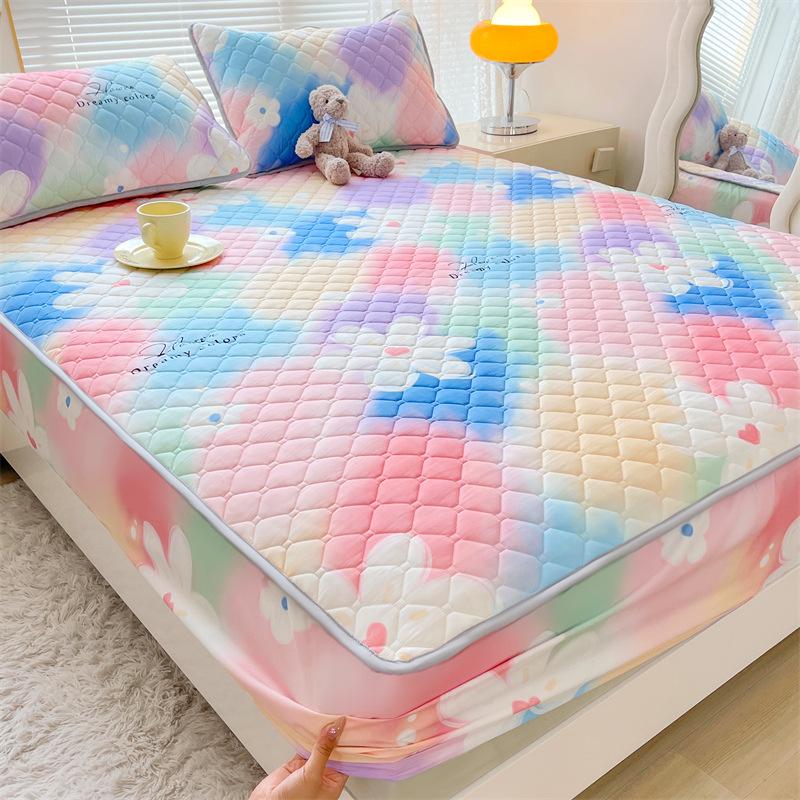 Maternal and Baby Grade Cotton Padded Bed Sheet, Skin Friendly Matte Print, Thickened Simmons Mattress, All Inclusive Protective Cover