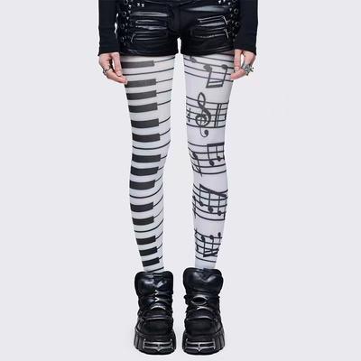 Weiße Sexy Subkultur Graffiti Punk Print Lange Socken Über Knie Oberschenkelhohe Strümpfe Y2K Cosplay Niedliche Socken Kawaii