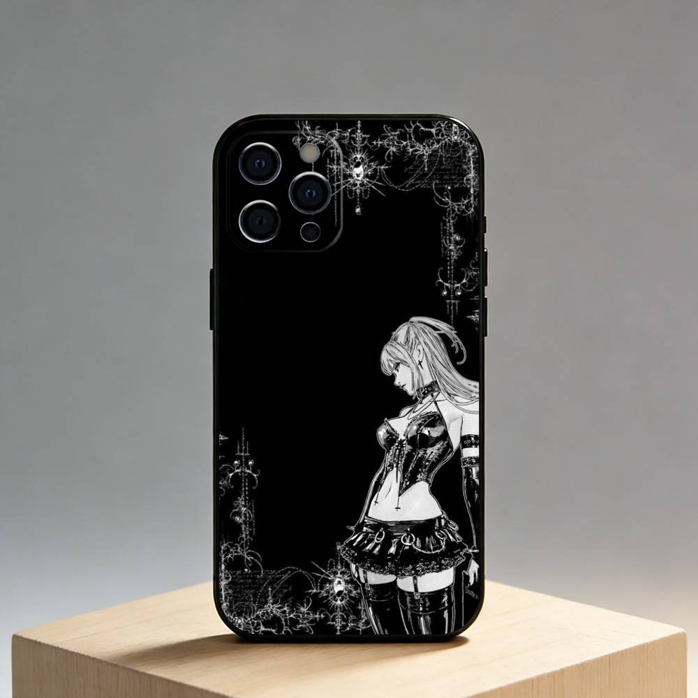 D-Death Misa N-Note Phone Case For iPhone17,16,15,14,13,12 Plus,Max Soft Silicone Black Cover