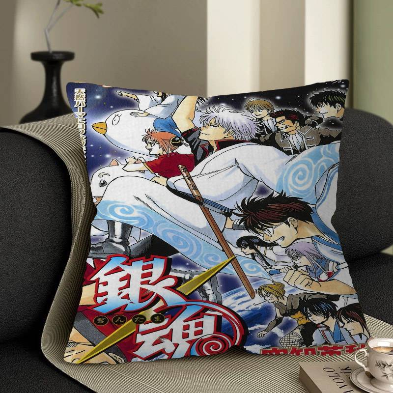 Classic funny Japanese anime GINTAMA Cushion Cover Inches Farmhouse Decor Home Throw Pillow Covers for Couch Decorations