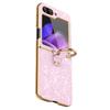 For Samsung Galaxy Z Flip7 FE 5G/Z Flip6 5G Case Glitter Leather+PC Electroplating Phone Cover Ring Kickstand