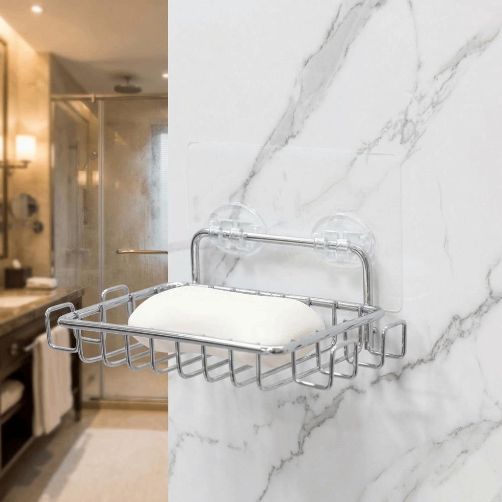 Stainless Steel Soap Rack with Hooks Soap Holder Soap Saver Wall Mounted Soap Dish Kitchen