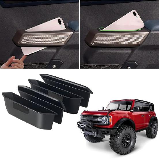 WDG Door Handle Storage Box Container For Ford Bronco    2024 2025 Car Interior Accessories, ABS Front And Rear Door Side Armrest Phone Pocket