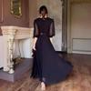 2024 Summer Elegant Women's Solid Color Waist-Cinching Mesh Long Dress
