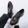 Men Loafers Green Leather Shoes Thick Sole Formal Business Wedding Dress Prom Red Shoes Large Size