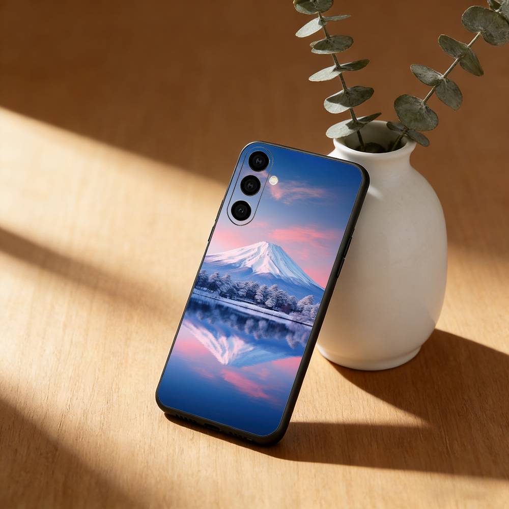 Mount Fuji Sonnenuntergang Handyhülle Für Samsung Galaxy A20,21s,22,31,32,52,53,72,73,80,91 Weiche Schwarze Hülle