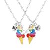 2Pcs/Set Cute BFF Charms Unicorn Ice Cream Pendant Necklace Best Friends Chain Long Distance Relationship Jewelry