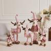 Christmas Plush Snowman Elk Figurine Retractable Standing Xmas Decor Gift