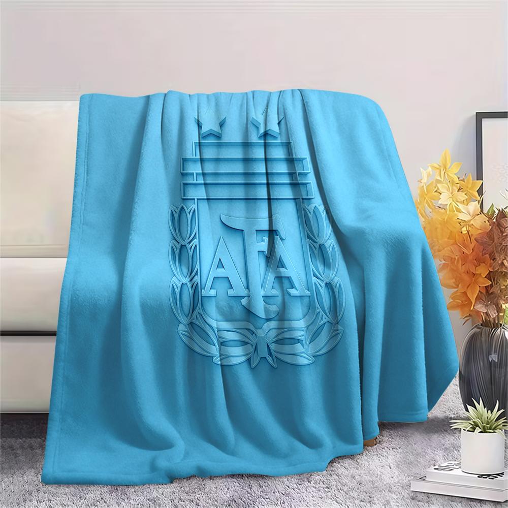 1PC Argentina National Football Team Print Flannel Blanket, High quality All Seasons, Home Decor, Warmth and Comfort, Perfect for Christmas Gifts