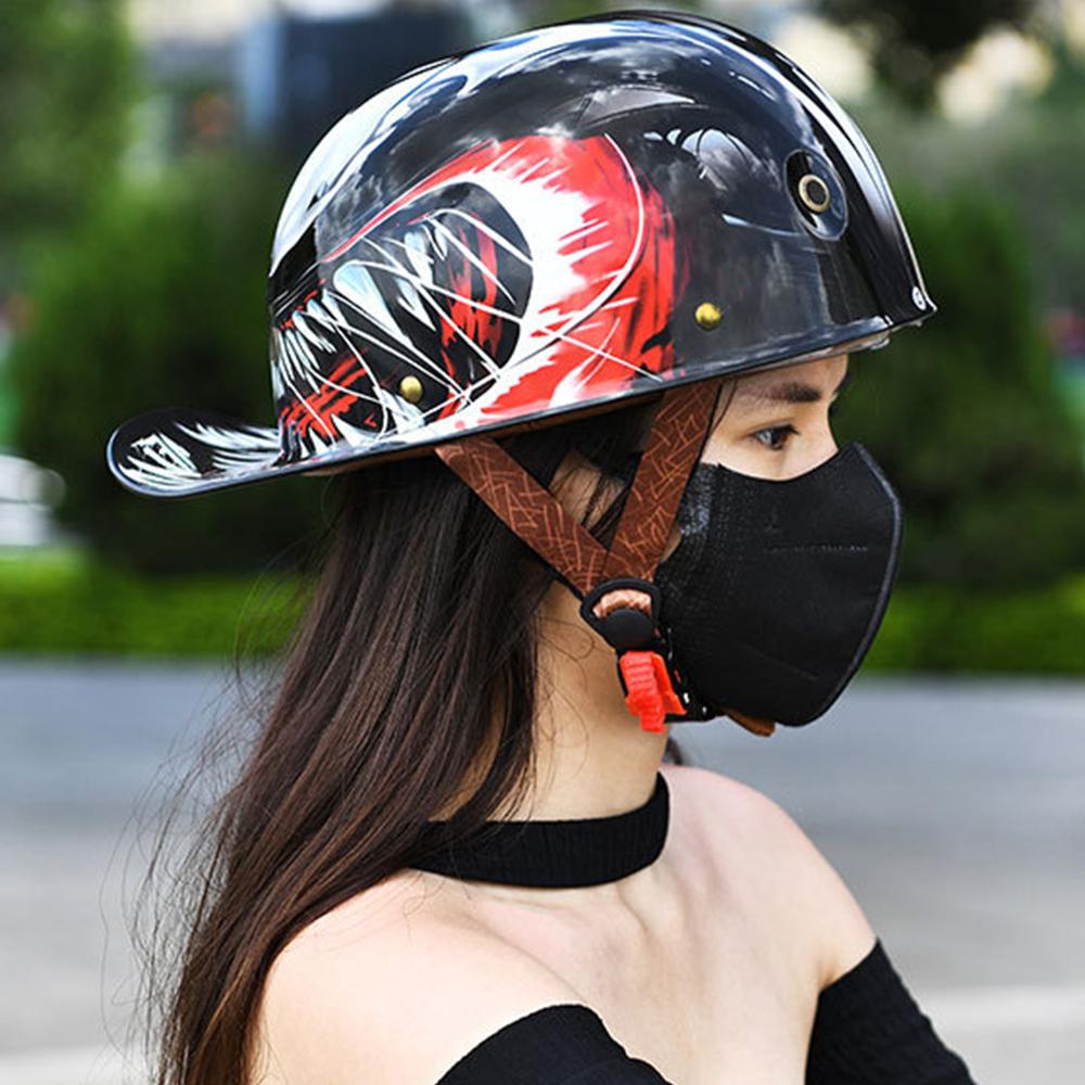 Motorcycle Helmet Street Retro Baseball Cap Moto Helmet With Blue Lenses Half Helmet Men Women Motorbike ECE DOT Approved