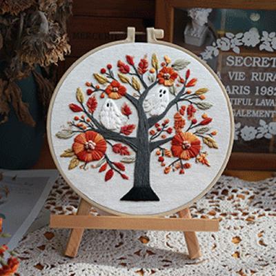 Halloween Embroidery Kit Gothic Halloween Embroidery Beginner Kit Needlework Accessories for Holiday Costume Crafting Party