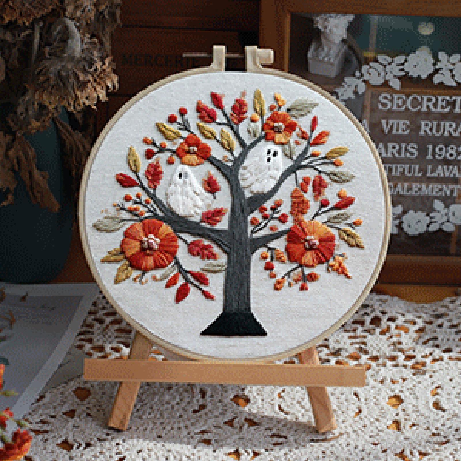 Halloween Embroidery Kit Gothic Halloween Embroidery Beginner Kit Needlework Accessories for Holiday Costume Crafting Party CN