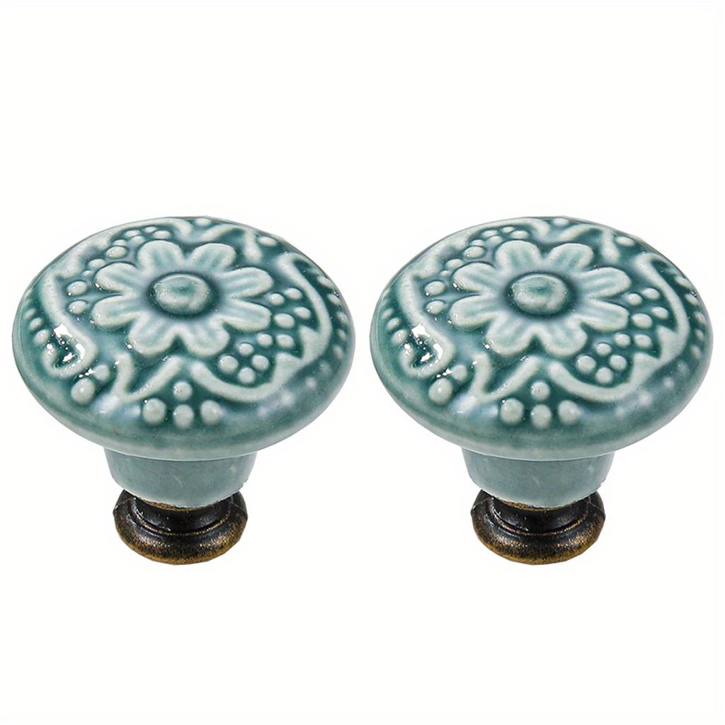 2 ks Keramické zásuvkové úchytky s retro vzorem, Dveře domácích skříněk, Jednootvorové úchytky se šrouby