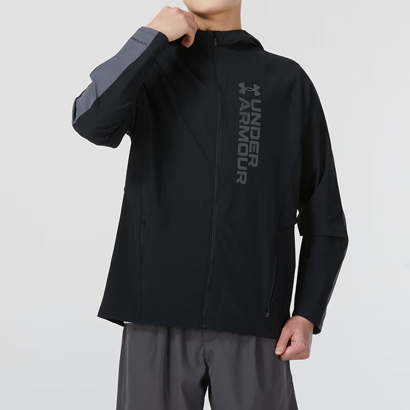 Under Armour Letter Print Fitness Training Hoodie Jacket Men Black 1377486-002