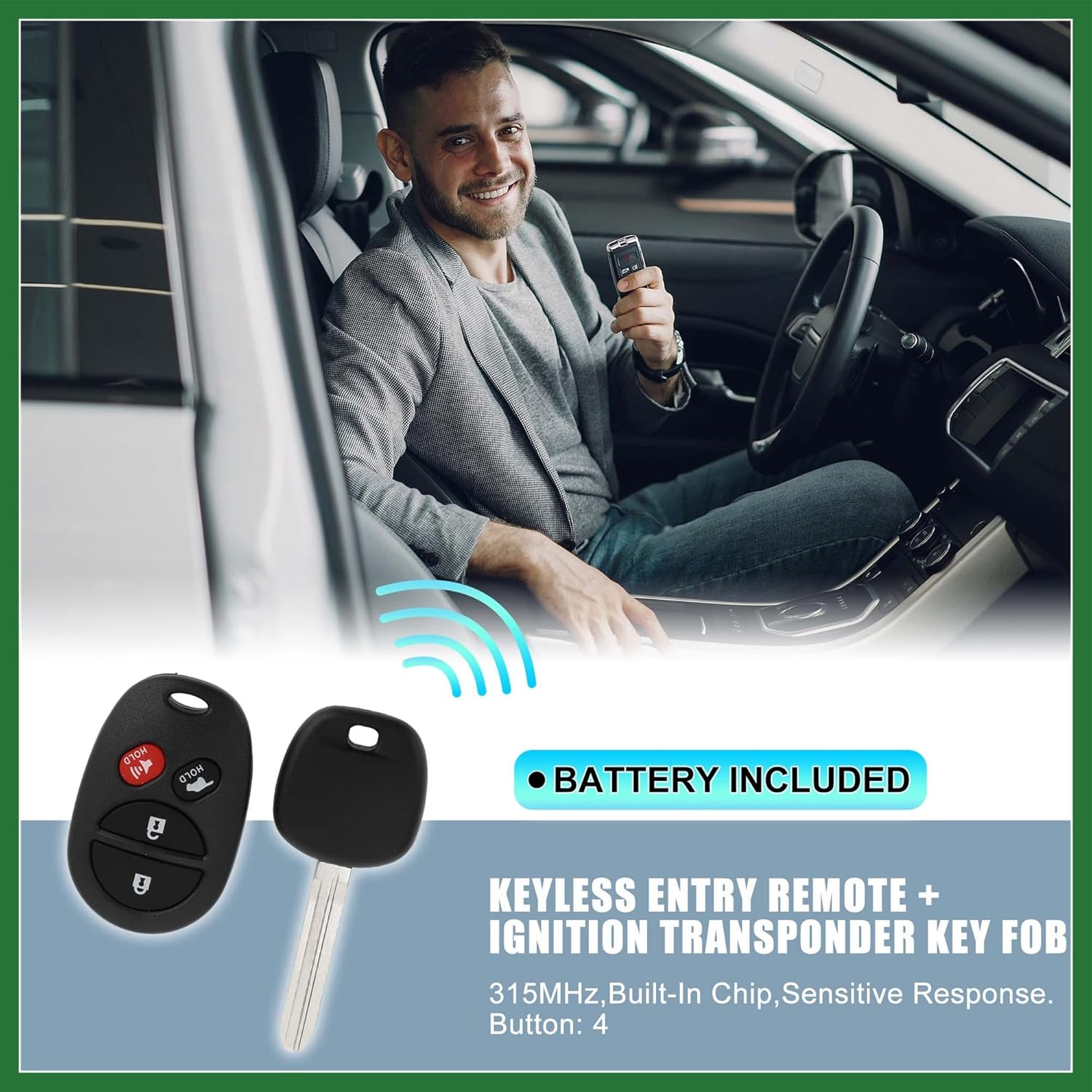 

Motoforti 315MHz GQ43VT20T Keyless Entry Remote Ignition Transponder Key Fob for Toyota Sienna 2011-2015 for Toyota Sequoia 2011-2015 G Chip 4